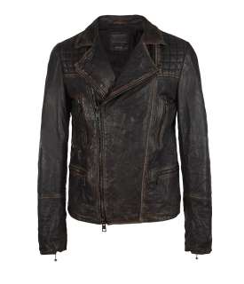 Cargo Leather Biker Jacket, Men, Leathers, AllSaints Spitalfields