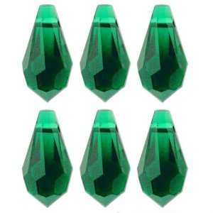  6 Emerald Teardrop Swarovski Crystal Beads 6000 11mm