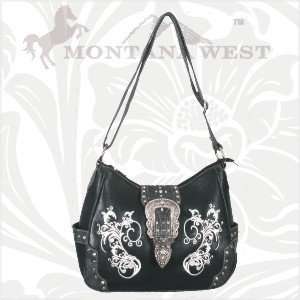  Western Studded Buckle Handbag Black Studded by Montana 