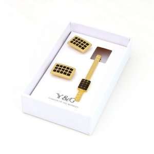 Gold Silver Rectangle Cufflinks Tie Clip Set With Free Gift Box xmas 