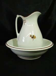   Ironstone China Tea Leaf Pitcher & Bowl by H. Burgess & Burslem  