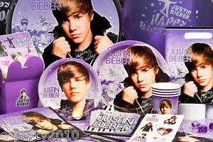 JUSTIN BIEBER Party Supplies SET plates cups tablecover  