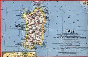 1961 National Geographic Railroad Map ITALY Rome Sicily  
