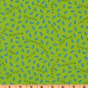  44 Wide Morning Rush Tossed Coffee Beans Green Fabric By 