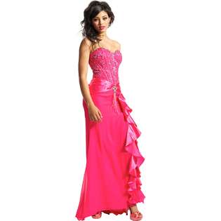   Formal Gown With Side Ruffle Prom Dress Junior Plus Size  PacificPlex
