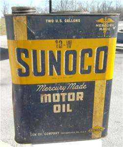 VINTAGE SUNOCO MERCURY MADE MOTOR SUN OIL COMPANY 2 GALLON CAN 