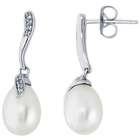   Candy Sterling Silver White Topaz Freshwater Pearl Drop Post Earrings