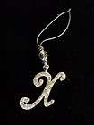 CLEAR CRYSTAL INITIAL ORNAMENT HANGER X CHARM ACCESSORY
