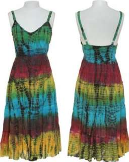    CUTE OPTIONS Tie Dye Tiered Dress [R 7296], Rainbow Black Clothing