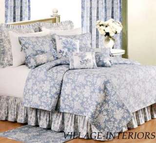 COTTAGE SHELBY FRENCH BLUE WHITE TOILE TWIN QUILT + SHAM SET  