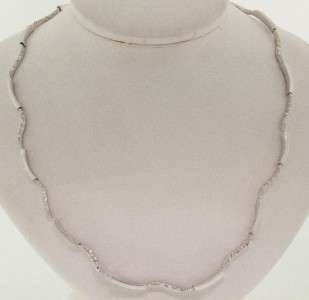 ROBERTO COIN Designer Necklace. 18k White Gold w/ Diamond Stations 