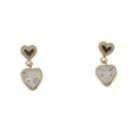 JewelryWeb 14k White Gold CZ Heart Shaped Dangle Wire Earrings 