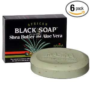  Madina African Black Soap  Shea Butter/Aloe Vera 6 Pack 