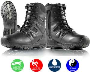SMITH AND WESSON WATERPROOF BLACK SIDE ZIPPER BOOTS HOT WEATHER  
