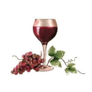  Bovano Enamel Wall Art Home Decor Red Wine Glass Grapes 