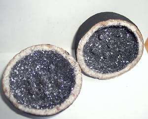 GALENA GEODE  Created craters   matching pair  