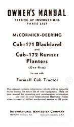 McCormick Farmall Cub 171 172 Planter Operators Manual  