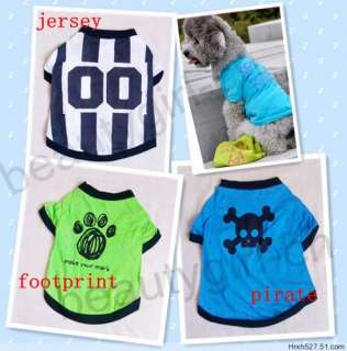 SO CUTE Pet Dog Clothes T Shirt Pirate Jersey XS S M  