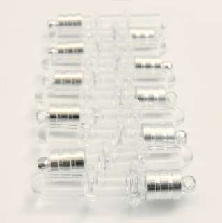 10 Vial Pendants (mini/ vials/ glass) MINI SCREW TUBES  