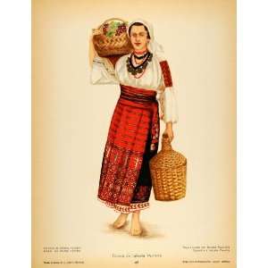  1937 Folk Costume Romanian Peasant Woman Ialomita Print 