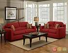 Casual Red Microfiber Sofa & Love Seat Living Room Furniture Set 