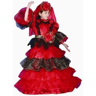  America Spanish Dancer Deluxe Dress Childrens Costume   Size Large