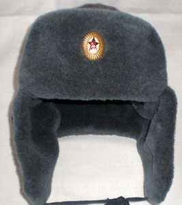 Ushanka Russian Soviet Red Army Fur Hat USSR Badge 58  