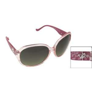   Rim Printed Arms Butterfly Decor Lady Sunglasses