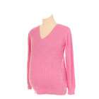 Lilo Maternity Cable V neck Sweater Pink XL