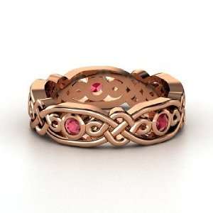    Brilliant Alhambra Band, 18K Rose Gold Ring with Ruby Jewelry