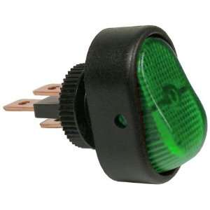   Volt 25 Amp On Off Green Illuminated Oval Rocker Switch SPST 25 per