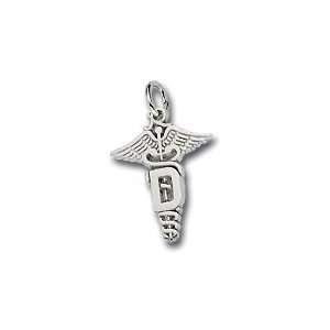  Rembrandt Charms Dental Caduceus Charm, Sterling Silver Jewelry