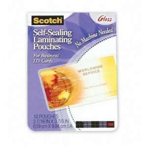Self Sealing Laminating Pouches,10/PK,2 7/16x3 7/8,Clear   PROTECTOR 