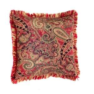   Jacquard Square Decorative Pillow with Fringe Edging 17 by 17 inches