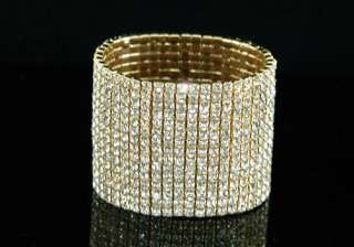 15 Row Wide Queen Gold Plated Bangle Bracelet B915G  