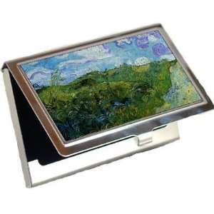 Green Wheat Fields By Vincent Van Gogh Business Card Holder