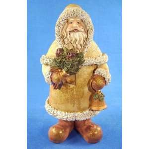 Old World Santa Figure with Golden Robe, carrying Bough 
