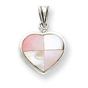  Sterling Silver White Shell Heart Pendant Jewelry