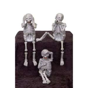 Pack of 6 Speak/See/Hear No Evil Halloween Skeleton Figures 12 