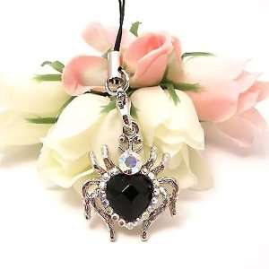   Shaped Spider Cell Phone Charm Black Gems Cell Phones & Accessories