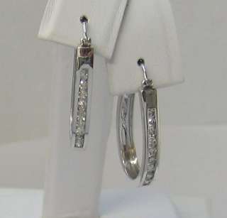 NEW 10kt White Gold Ladies Diamond Hoop Medium Earrings 1/3 ct  
