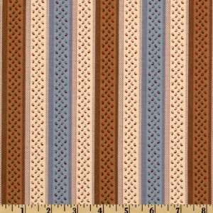  44 Wide Nottingham Village Stripes Cocoa/Blue Fabric By 