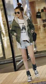 New Korean fashion women casual outwear jacket hoodies green  