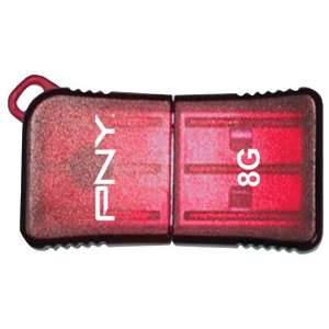 NEW PNY P FDU8GBSLK/RED EFS2 MICROSLEEK ATTACHE USB DRIVE (8GB 