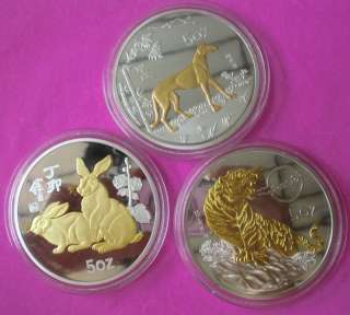 New three(3) animal collection silver&gold filled coins  