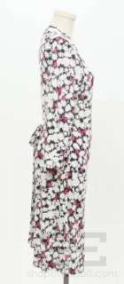 Diane von Furstenberg Vintage Navy White & Pink Print Silk Wrap Dress 
