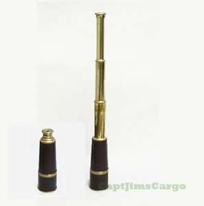 Solid Brass & Leather 24 Pirate Spyglass Nautical Handheld Telescope 