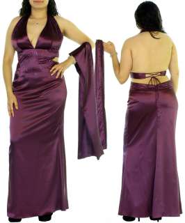 WOMANS PLUS SIZE SEXY PLUM FORMAL PARTY GOWN 1XL 14/16  