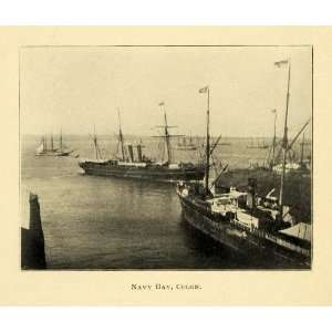  1901 Print Navy Bay Colon Military Ships Masts Water 