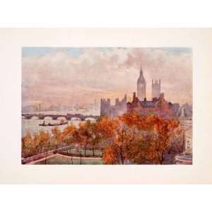  1905 Print Marshall London England Clock Tower Bridge 